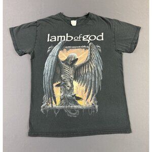 Rare Vintage Y2K Lamb Of God Band Tee Sun Fade Skull Wings Demon Tour Concert